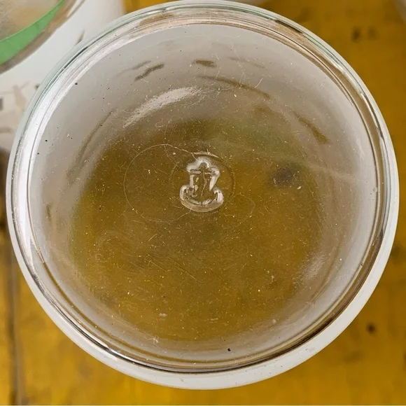 Vintage Green White Snowflake Frosted Drinking Glasses Tumblers MCM Set 6 Atomic